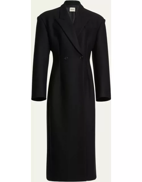 Conor Double-Breasted Long Wool Overcoat