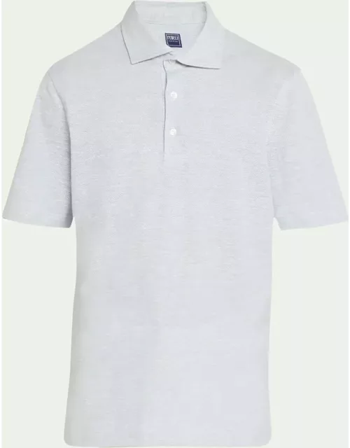 Men's Linen-Cotton Pique Polo Shirt