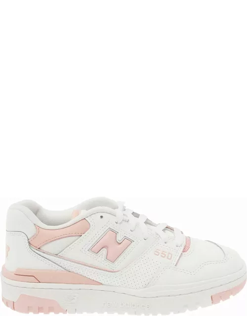 New Balance 550 White And Light Pink Low Top Sneakers With Logo In Leather Woman
