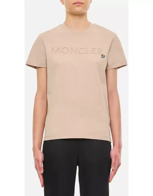 Moncler Ss Cotton Logo T-shirt Beige