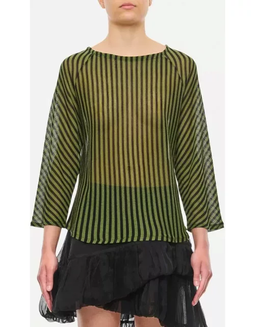 Vitelli Linen Cotton And Wool Raglan Sweater Green