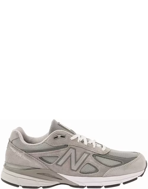 New Balance 990 Grey Low Top Sneakers With Logo Detail In Leather And Suede Woman