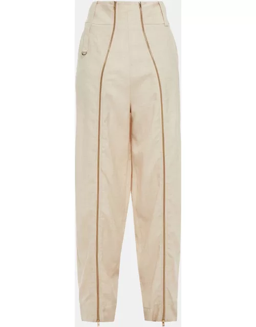 Stella McCartney Beige Linen-Blend Tapered Pants XS (IT 36)