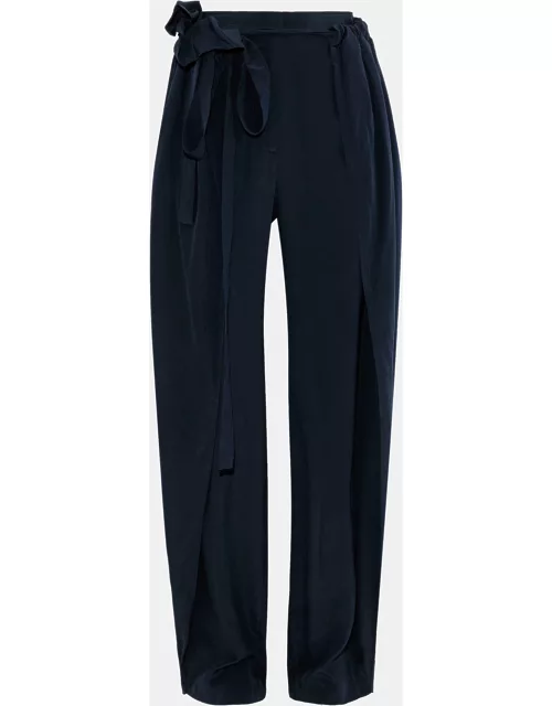 Stella McCartney Navy Blue Silk Wrap Pants S (IT 38)