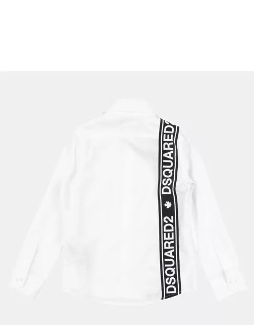 Dsquared2 White Cotton Logo Patch Full Sleeve Shirt