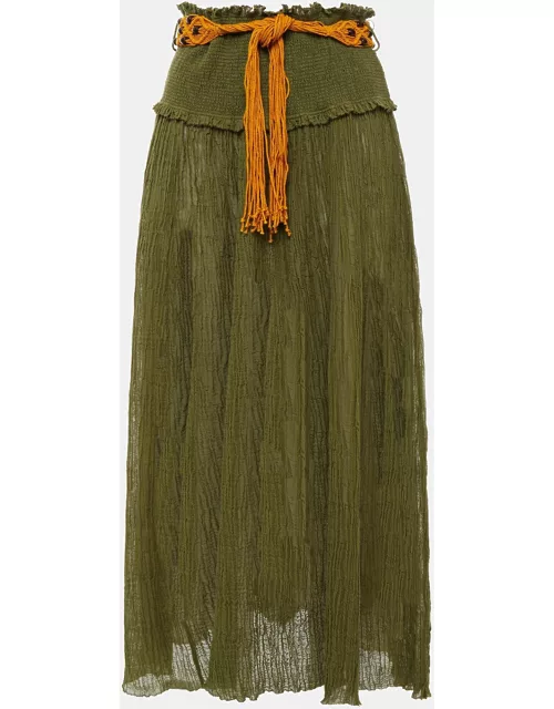 Zimmermann Green Ramie Midi Skirt