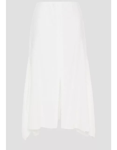 Roland Mouret White Crinkled ChiffonMidi Skirt