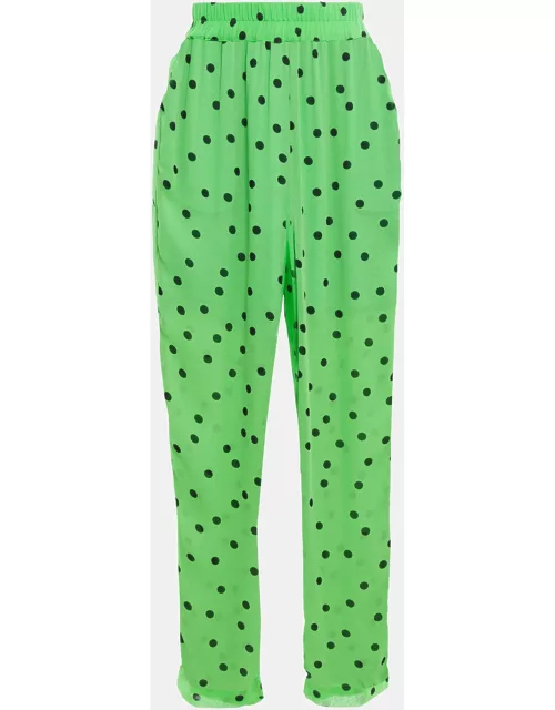 Ganni Green Polka-Dot Chiffon Pants XS (EU 34)