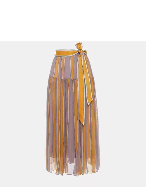 Zimmermann Multicolor Striped Georgette Midi Skirt