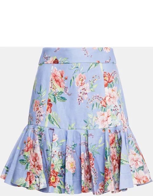 Zimmermann Multicolor Floral Print Linen Skirt