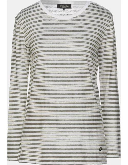 Loro Piana White Striped Linen Sweater
