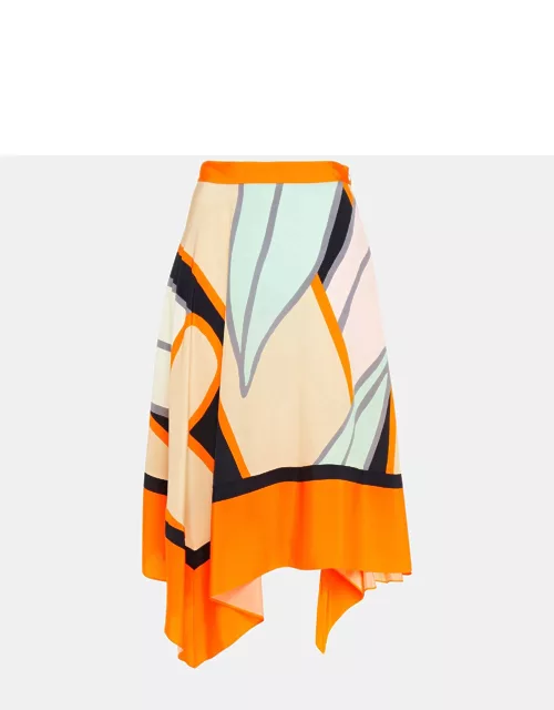 Diane Von Furstenberg Orange Printed Silk Skirt S (US 4)