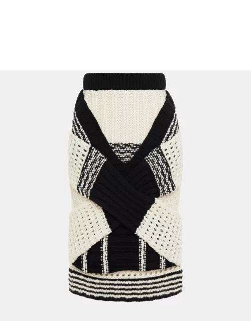 Burberry Black/White Knit Knee Length Skirt