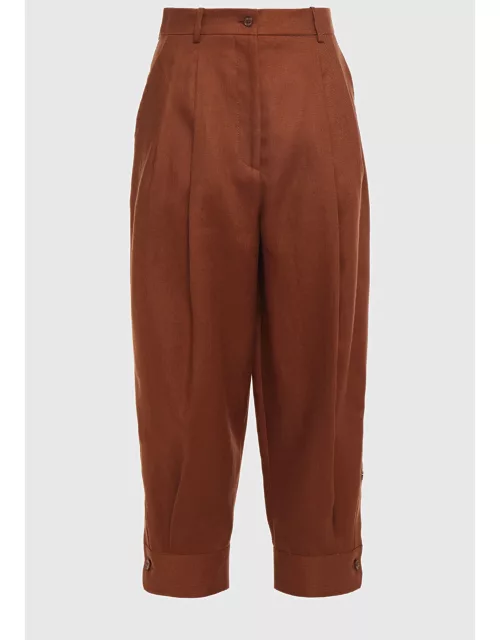 Emilio Pucci Brown Linen Tapered Pant