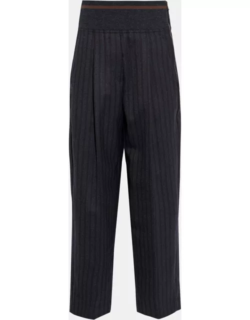 Brunello Cucinelli Charcoal Grey Striped Wool Pants S (IT 38)