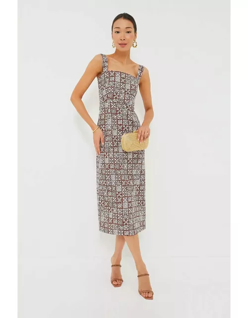 Brown with White Checkerboard Long Slip Dres