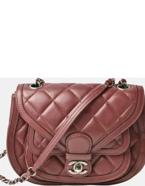 Chanel Burgundy Leather Paris-Salzburg Quilted Saddle Bag