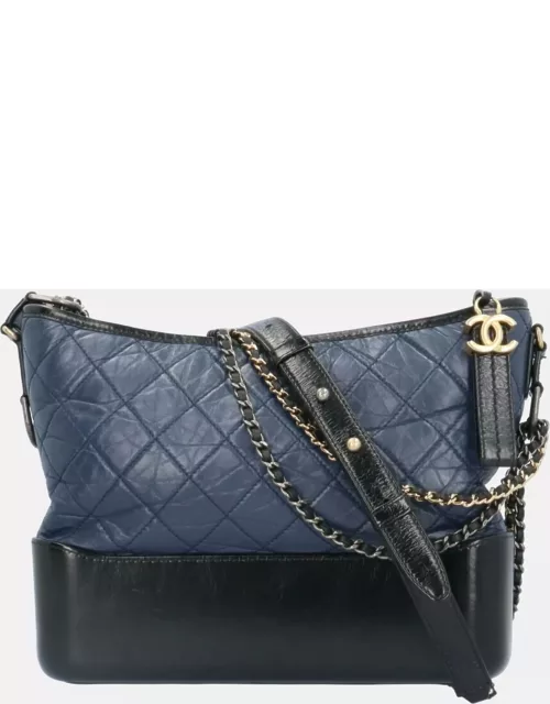 Chanel Navy Blue Leather Large Gabrielle Hobo Bag
