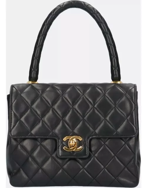 Chanel Black Leather Kelly Top Handle Bag