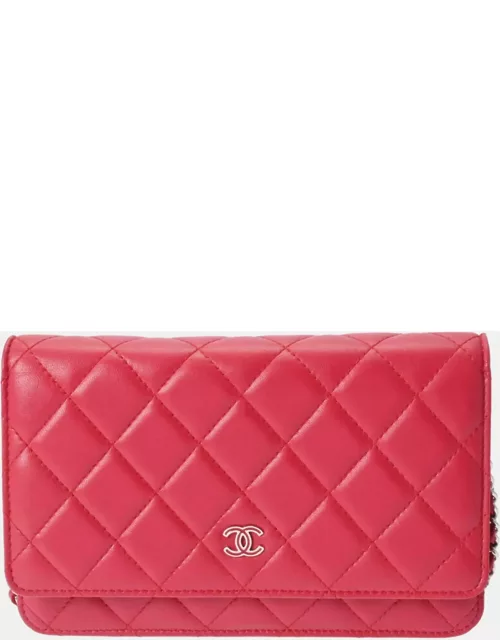 Chanel Pink Leather Classic Wallet on Chain