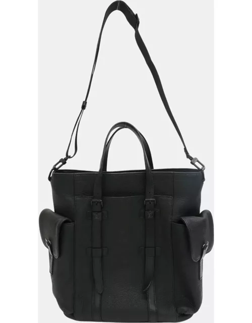 Louis Vuitton Black Taurillon Leather Christopher Tote Bag