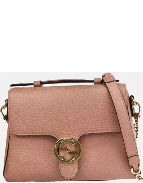 Gucci Pink Leather Medium Dollar Interlocking G Crossbody Bag