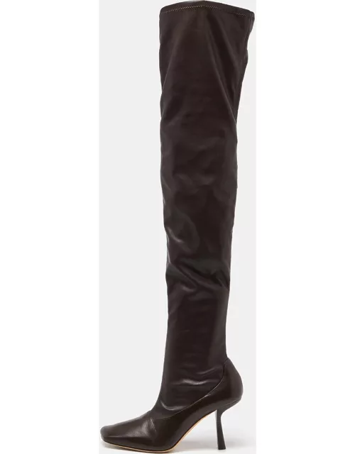 Jimmy Choo Brown Leather Over The Knee Length Boot