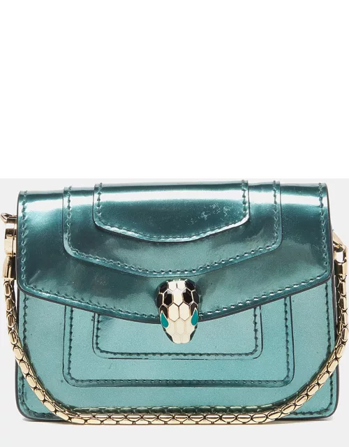 Bvlgari Green Patent Leather Serpenti Forever Bag Char