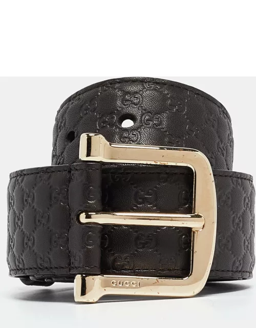 Gucci Dark Brown Guccissima Leather D Buckle Belt 85C