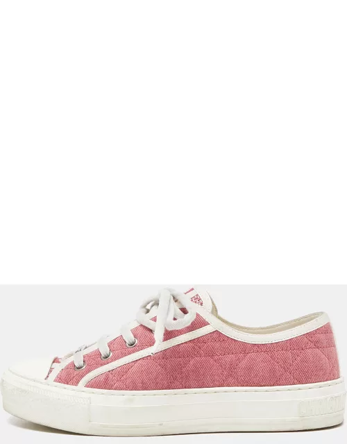 Dior Pink Quilted Canvas and Rubber Walk'n'Dior Low Top Sneaker