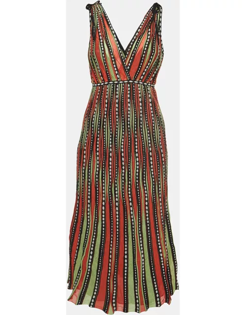 M Missoni Multicolor Alga and Bubble Pattern Knit Sleeveless Midi Dress