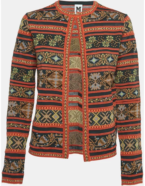 M Missoni Multicolored Patterned Knit Long Sleeve Cardigan