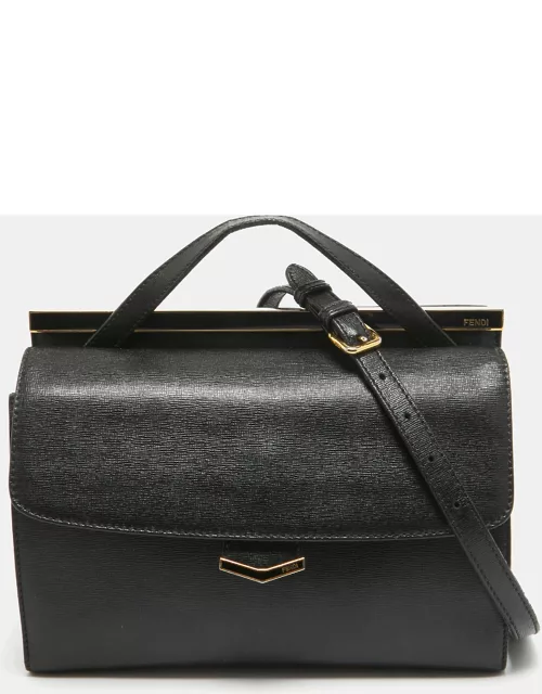 Fendi Black Leather Small Demi Jour Top Handle Bag
