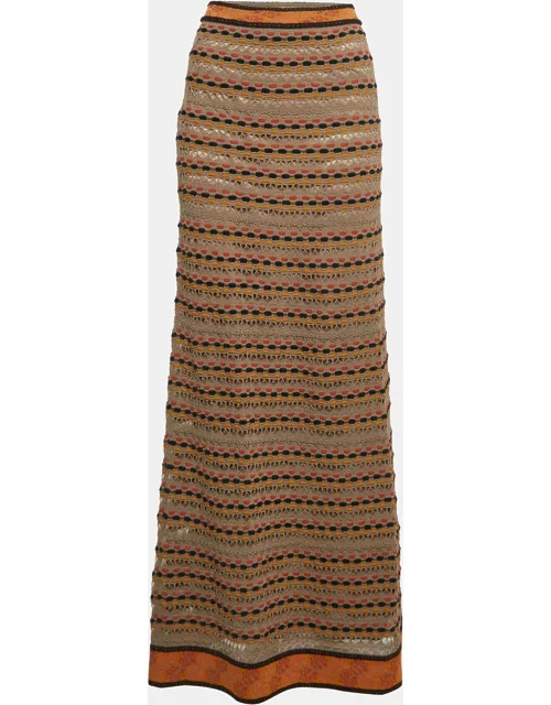 M Missoni Brown Stripe Pattern Knit Maxi Skirt