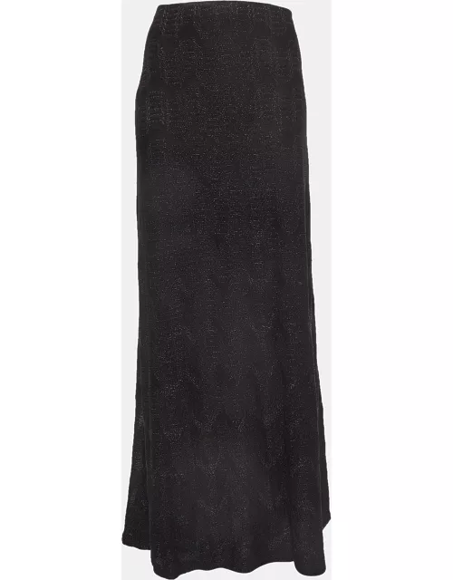 M Missoni Black Patterned Lurex Knit Maxi Skirt
