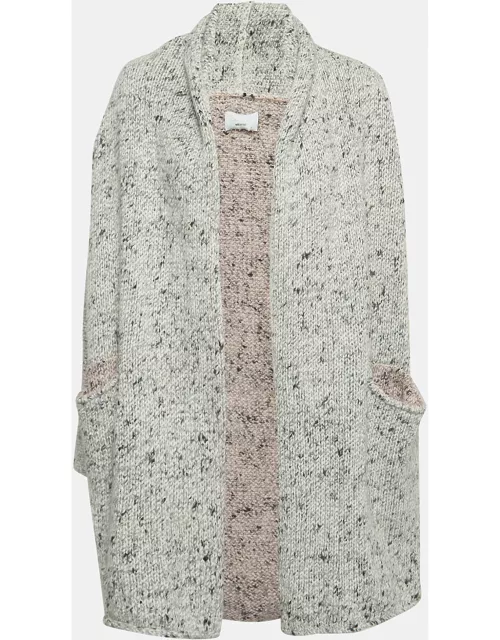 Zadig & Voltaire Grey/Pink Rib Knit Open Cardigan XS/