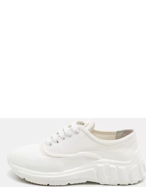 Miu Miu White Canvas and Rubber Low Top Sneaker