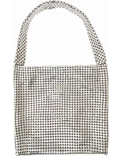 Paco Rabanne pixel Silver-tone Tote Bag In Metallic Mesh Woman