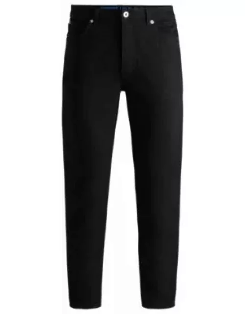 Tapered-fit jeans in black stretch denim- Black Men's Jean