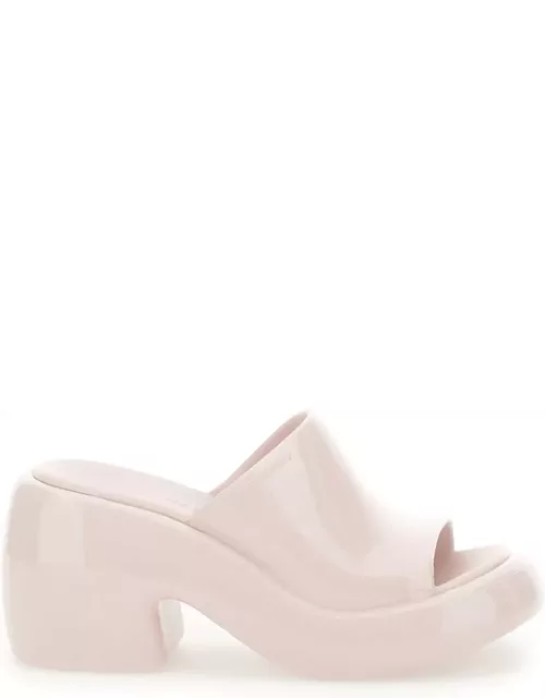 Ferragamo Pink Slide Sandals With Chunky Heel In Rubber Woman