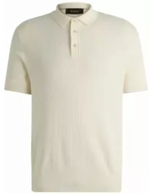 Regular-fit polo sweater in silk and cotton- White Men's Sweater