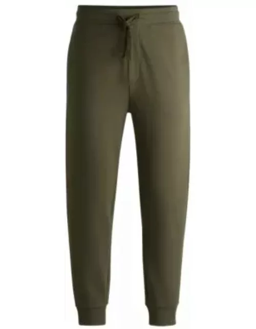 Cotton-terry tracksuit bottoms with logo print- Khaki Men's Jogging Pant