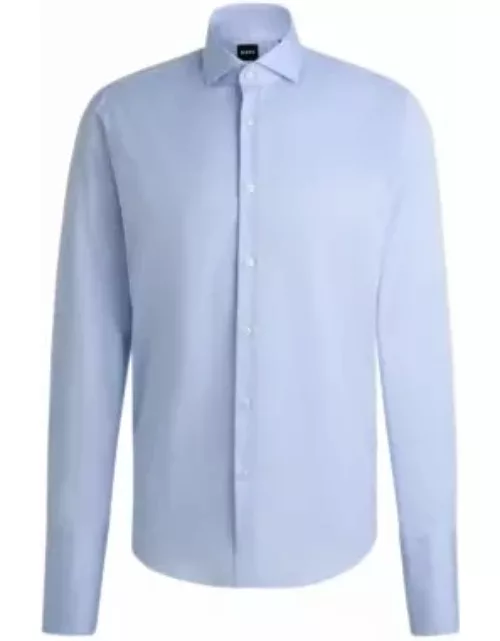 Regular-fit shirt in structured cotton with double cuffs- Light Blue Men's Shirt