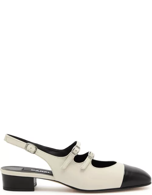 Carel Abricot 20 Leather Slingback Mary Jane Pumps - White And Black
