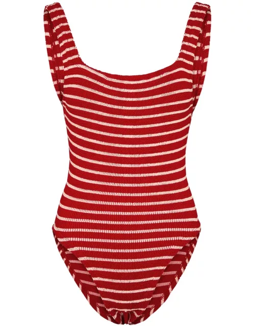 Hunza G Seersucker Swimsuit - Red And White - One