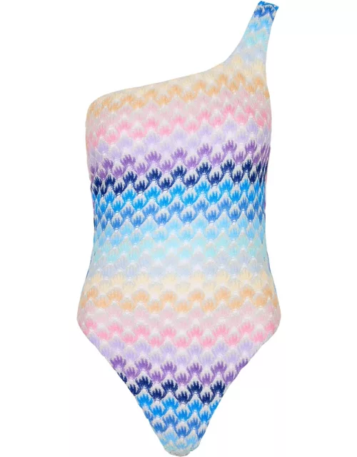 Missoni One-shoulder Metallic Fine-knit Swimsuit - Blue - 44 (UK12 / M)