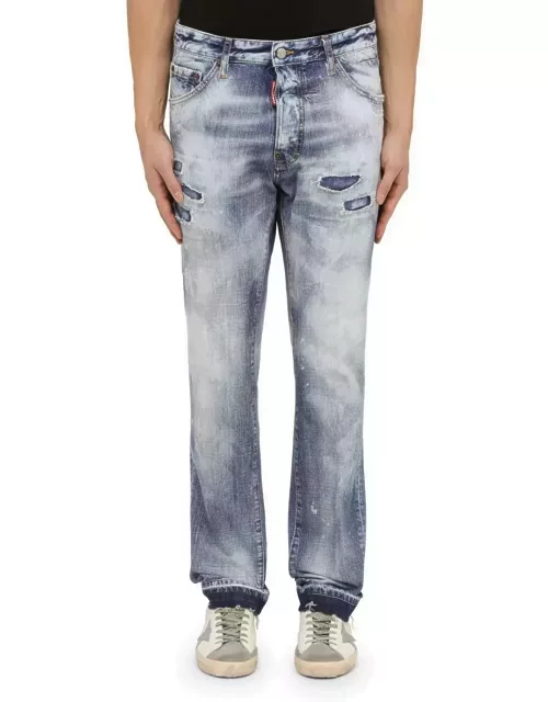 Dsquared2 Navy Blue Washed Jeans With Denim Wear
