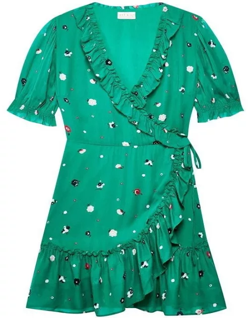 Jack Wills Lilly Ruffle Wrap Mini Dress - Green