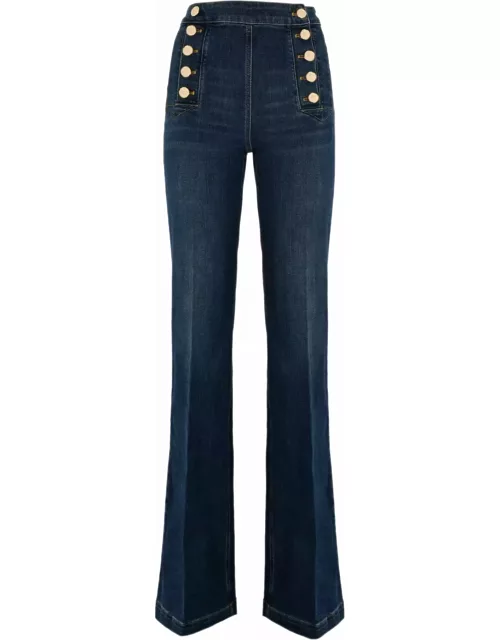 Elisabetta Franchi Palazzo Jeans With Button Placket
