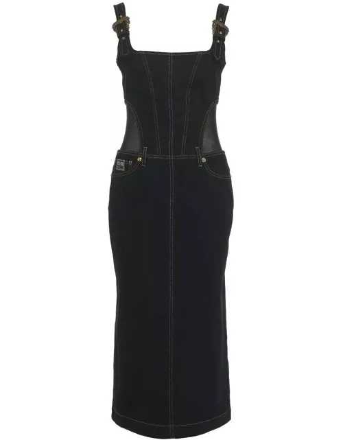 Versace Jeans Couture Contrast-stitching Sleeveless Denim Dres